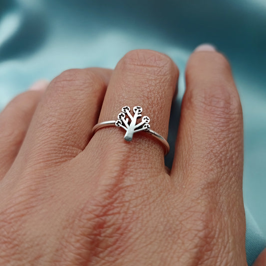 Anillo Arbolito Plata Quemada