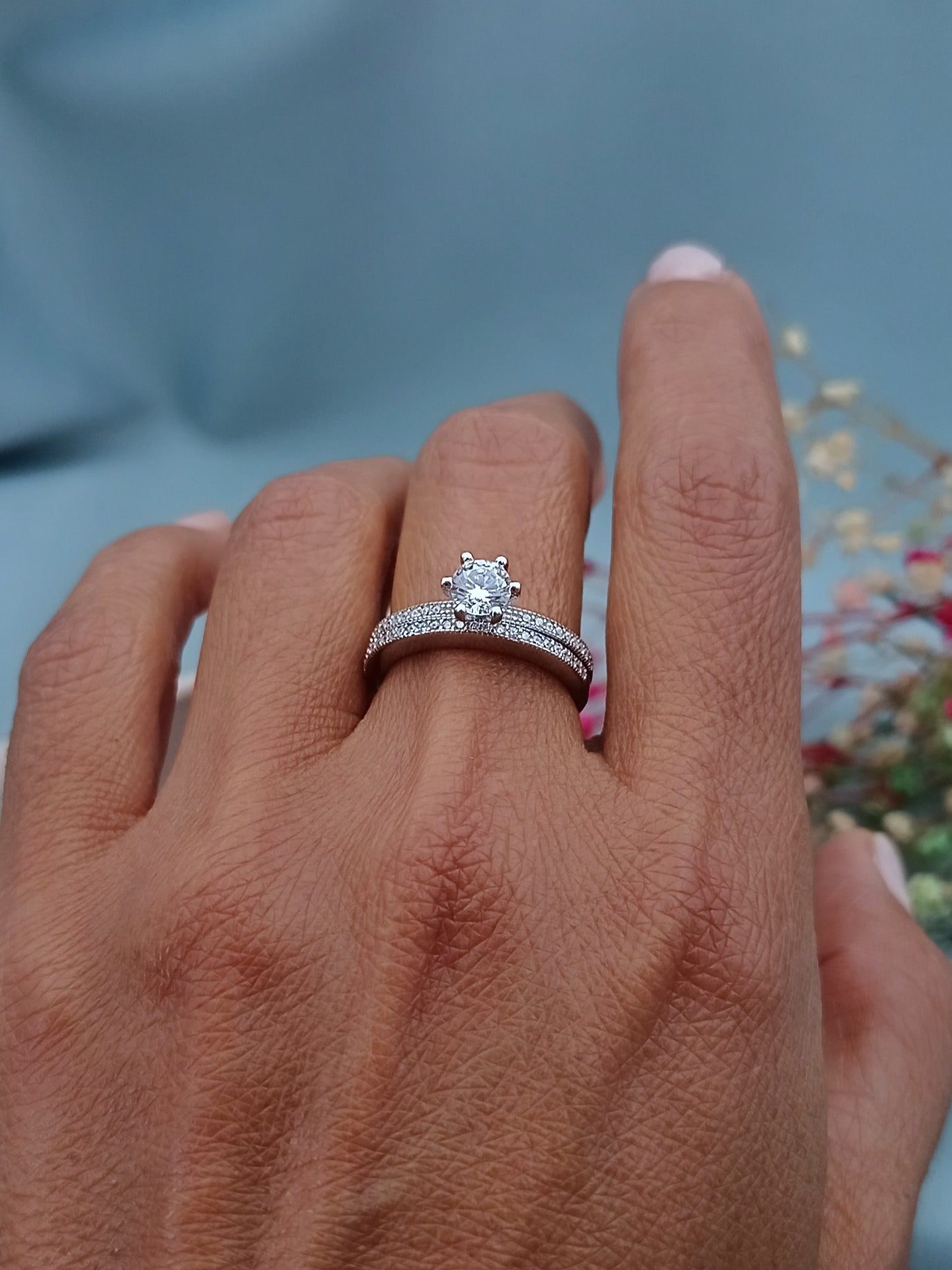 Anillo de Compromiso Doble Canal Brillante 6, 4mm