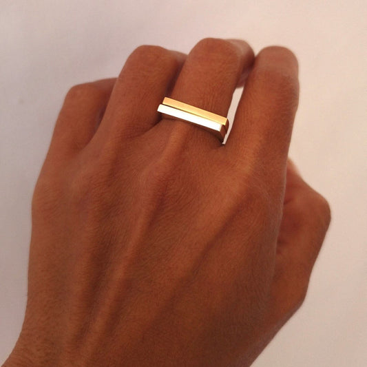 Anillo Doble plano minimalista