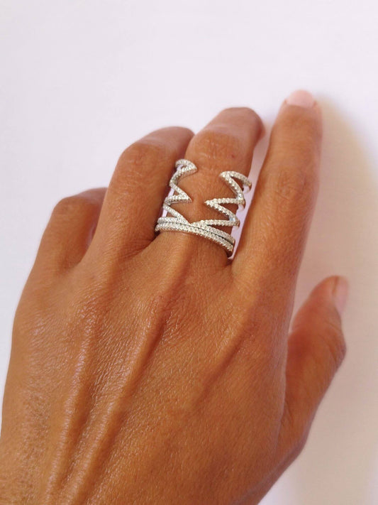 Anillo brillante Zig Zag