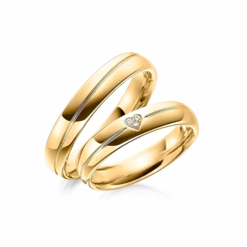 Anillos de matrimonio Corazón Plata 925 chapado en Oro