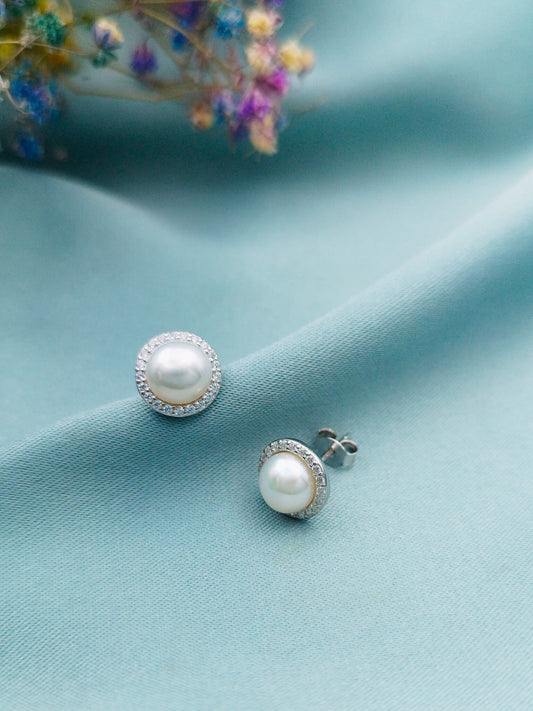 Aretes Perlas con halo