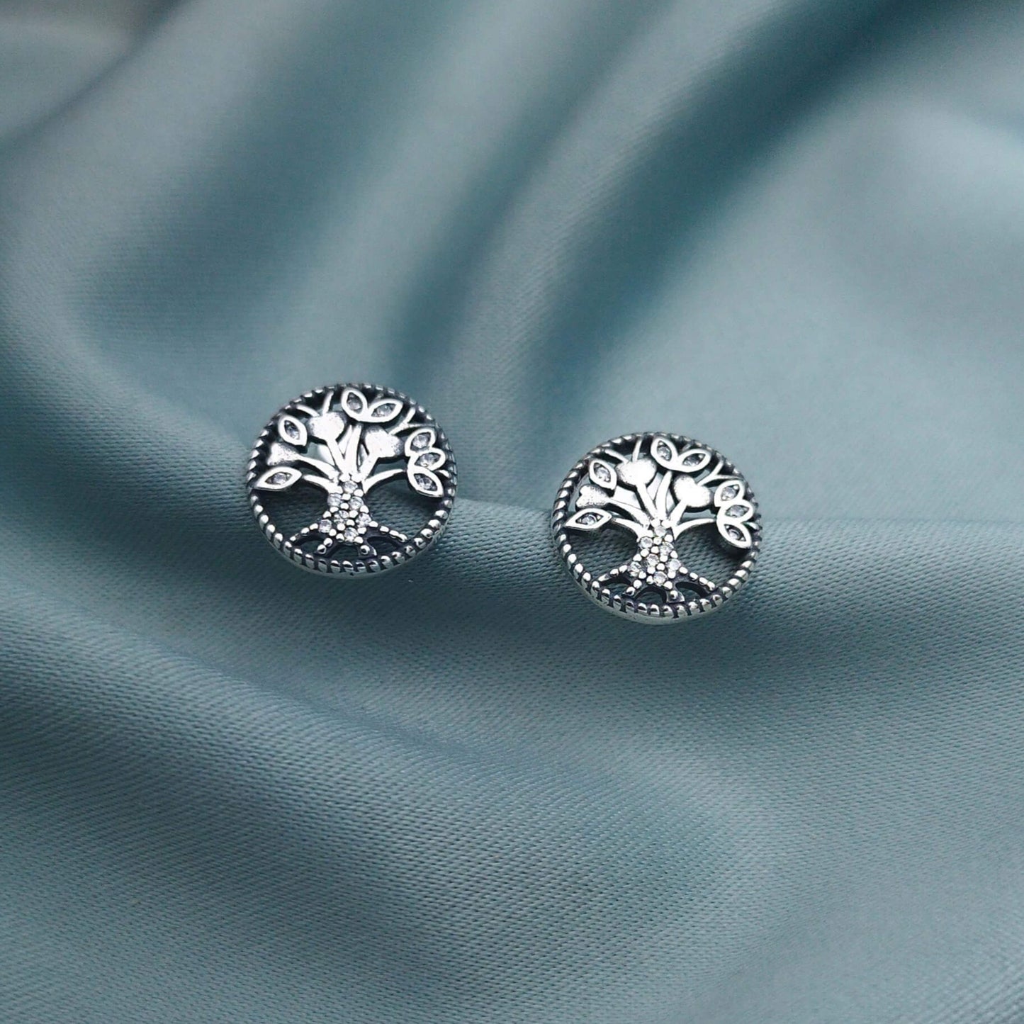 Aretes Arbol de la vida redondos quemados