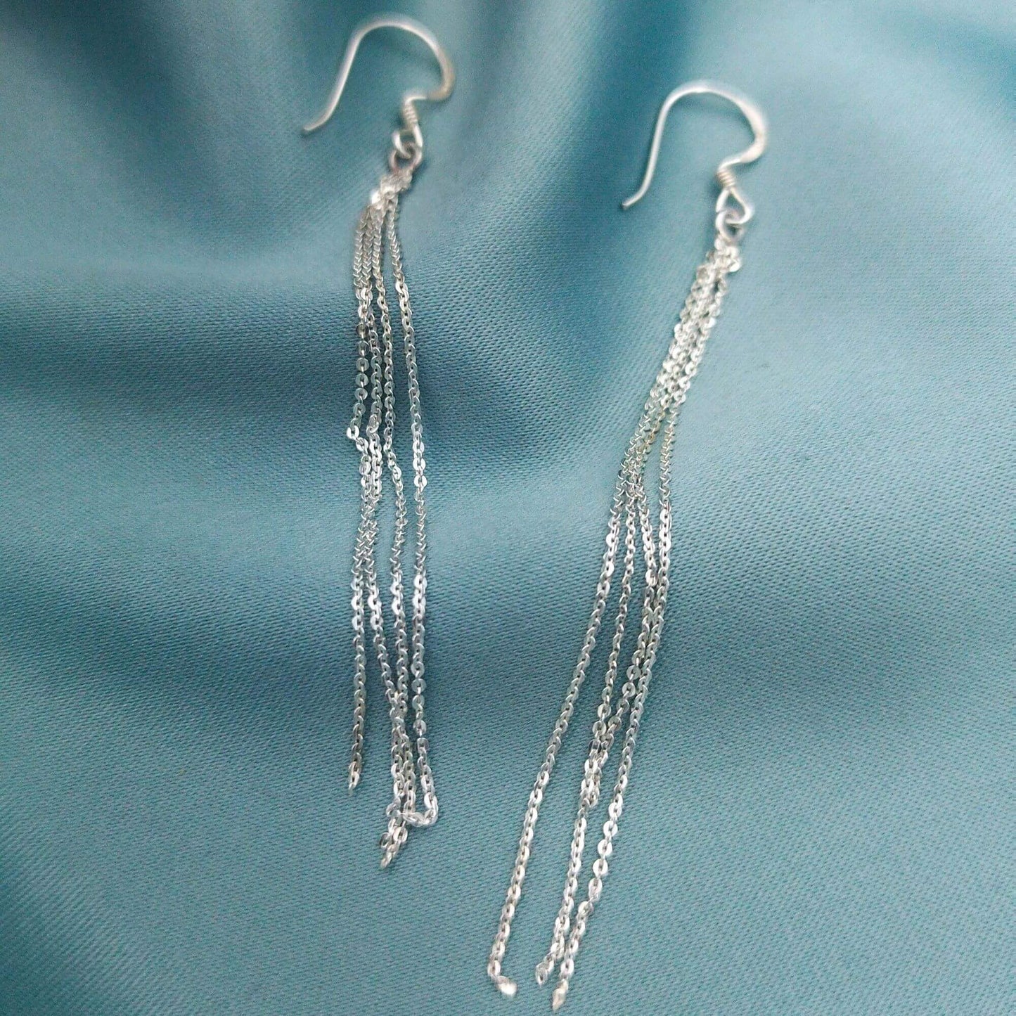 Aretes largos chorros 4 cadenas