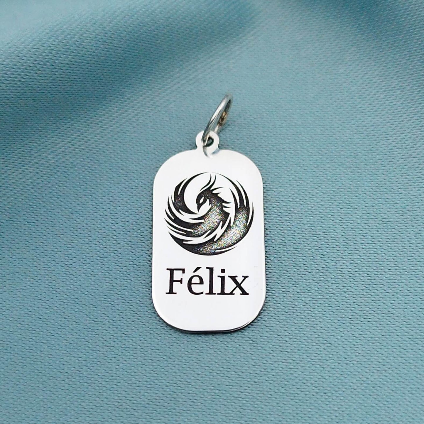 Dije placa rectangular con grabado