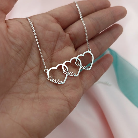 Collar Tres Corazones con nombres