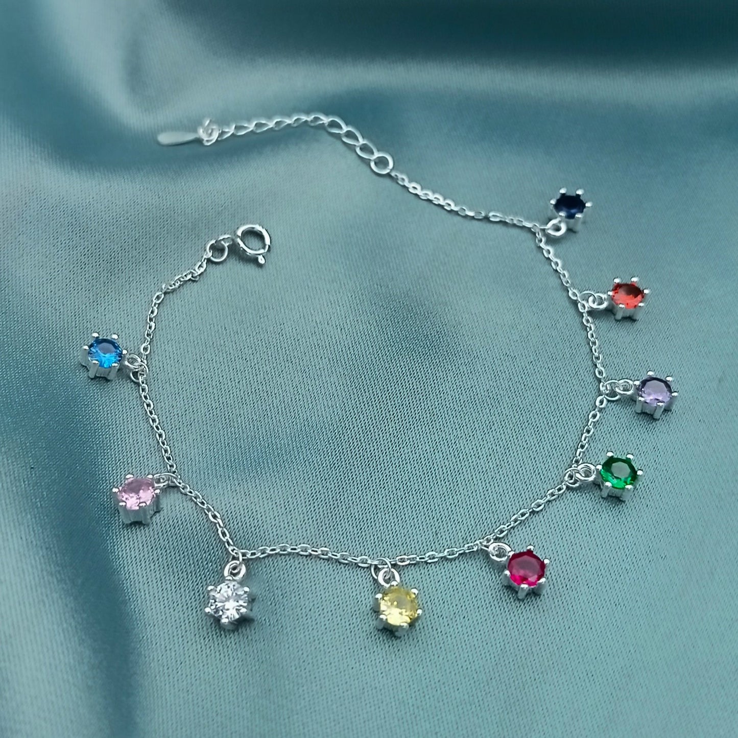 Pulsera dijes circones multicolor