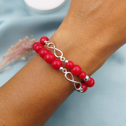 Pulsera infinito jade rojo dos vueltas