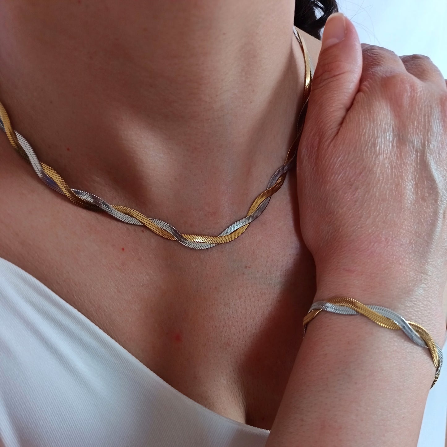 Pulsera cadena serpiente trenzada 2 hilos
