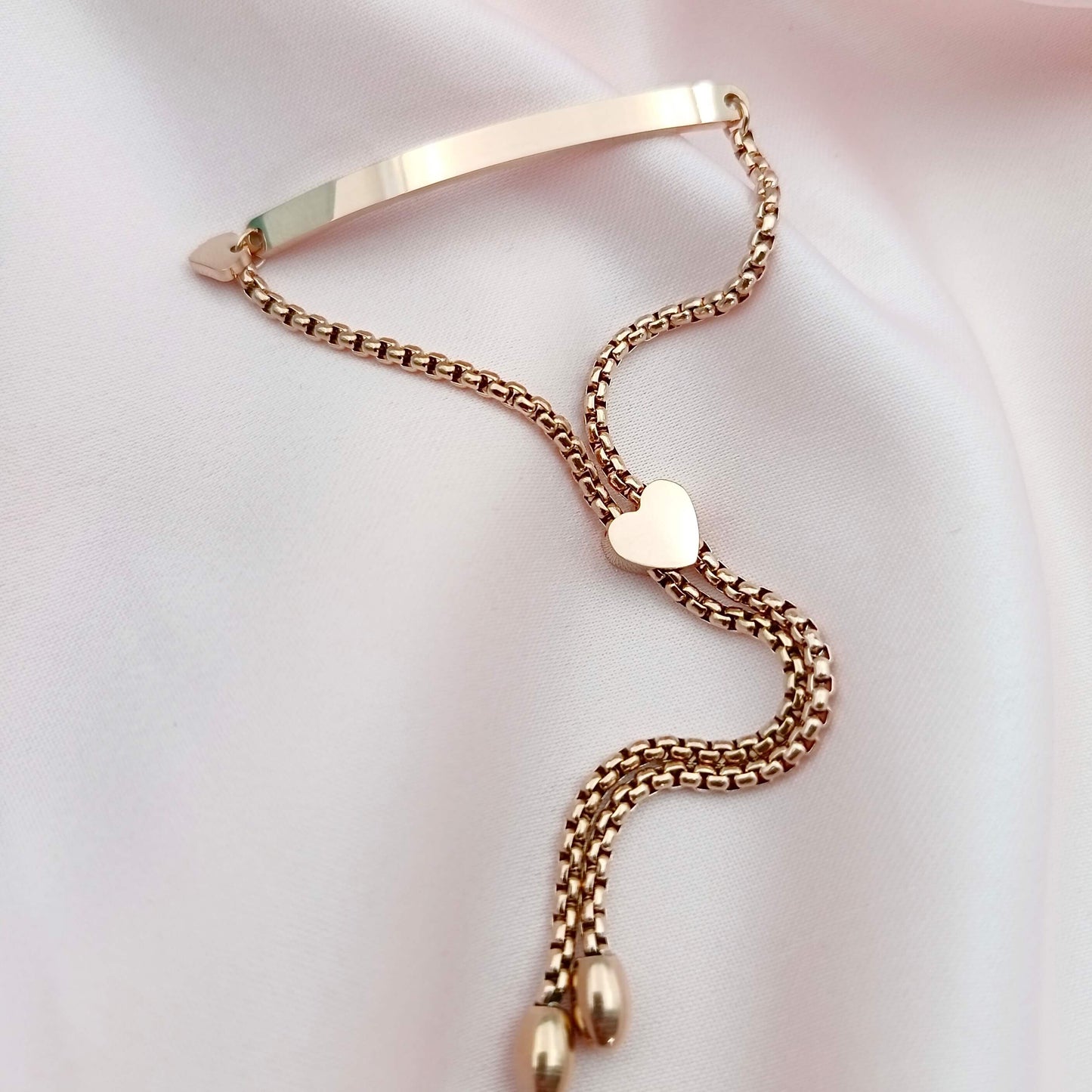 Pulsera Esclava regulable broche corazón (Personalizable)