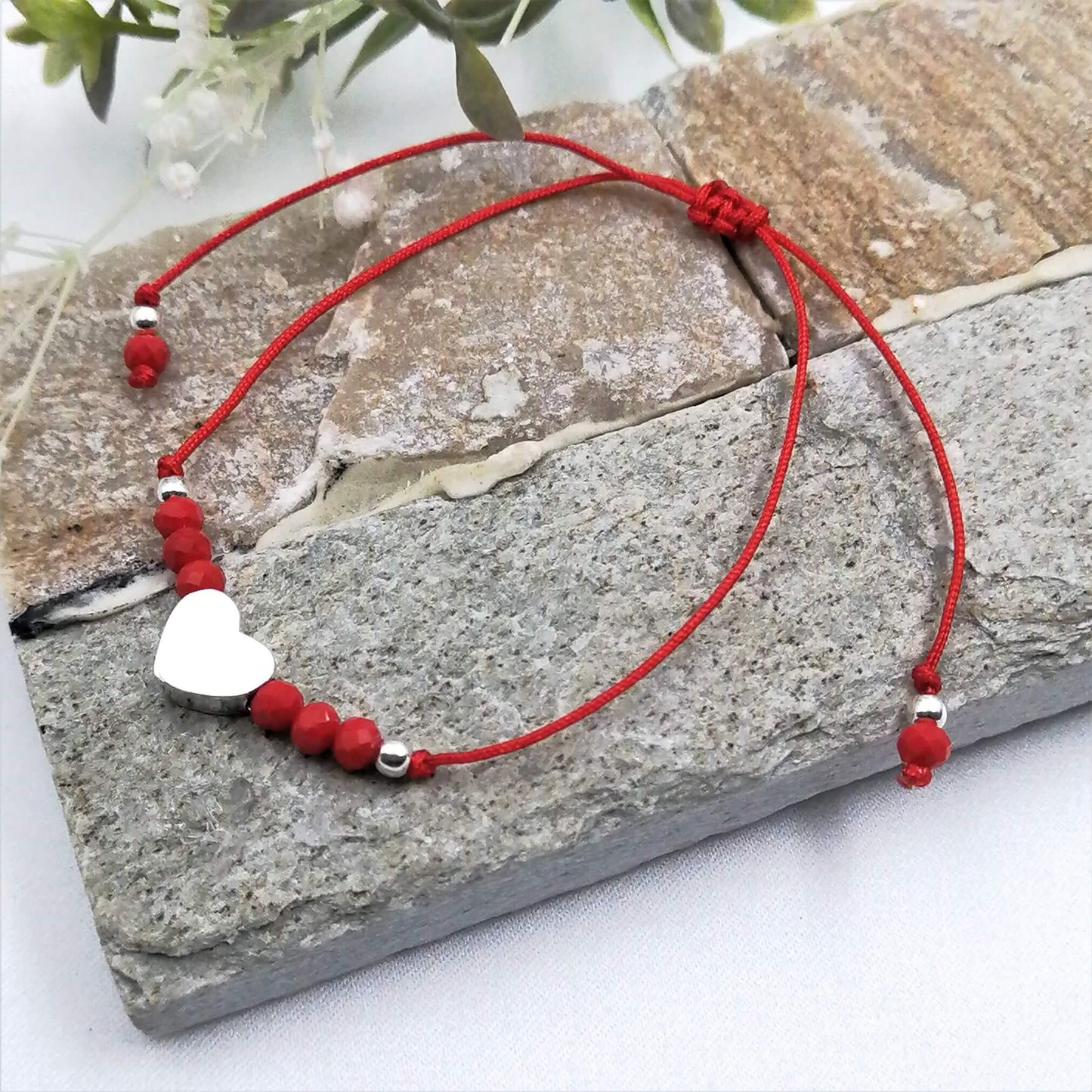 Pulsera de Hilo chaquiras y Corazón 3D