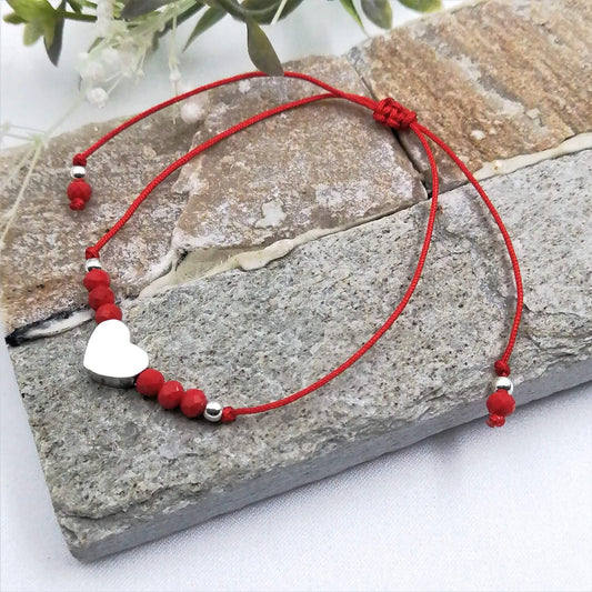 Pulsera de hilo chaquiras y Corazón 3D