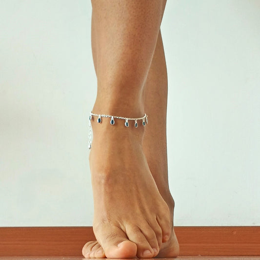 Tobillera dijes circón ovalados