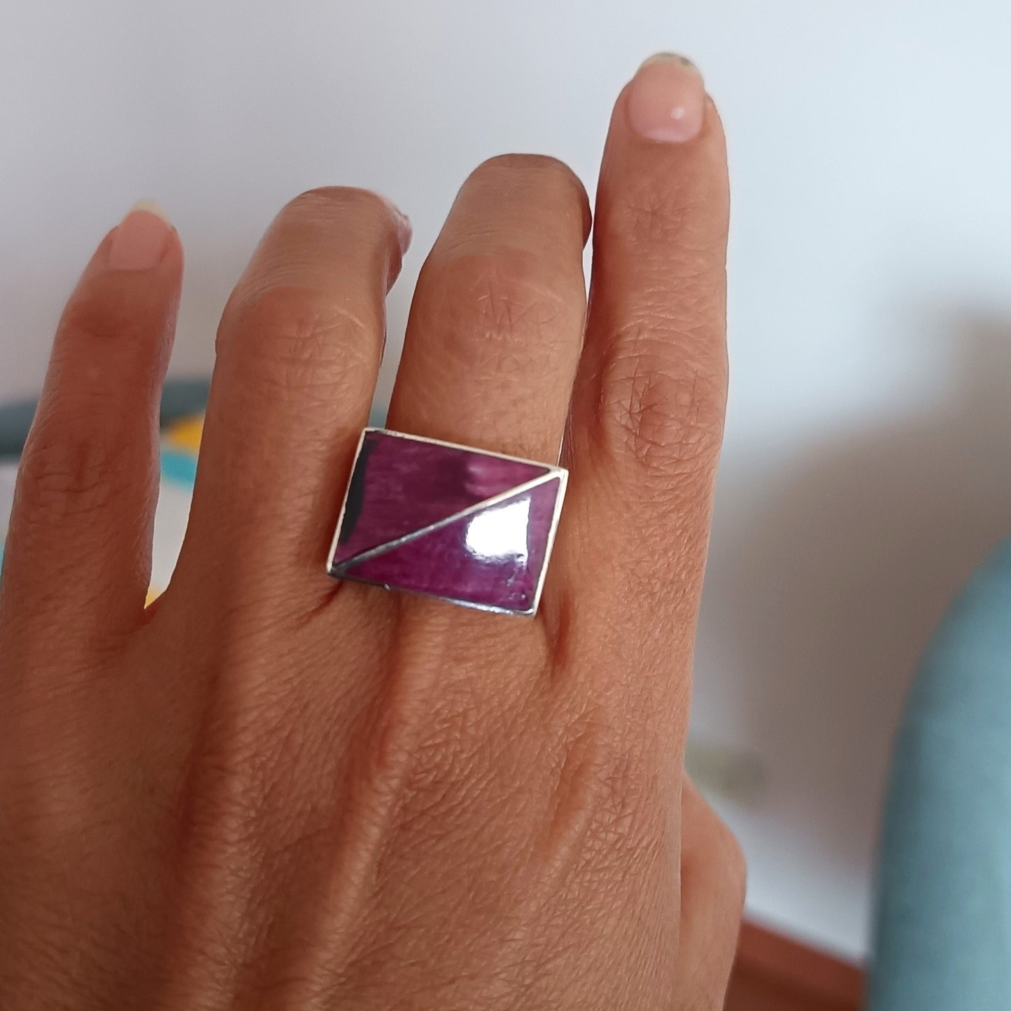 Anillo de Plata y Nácar Morado