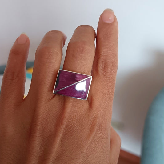 Anillo de Plata y Nácar Morado