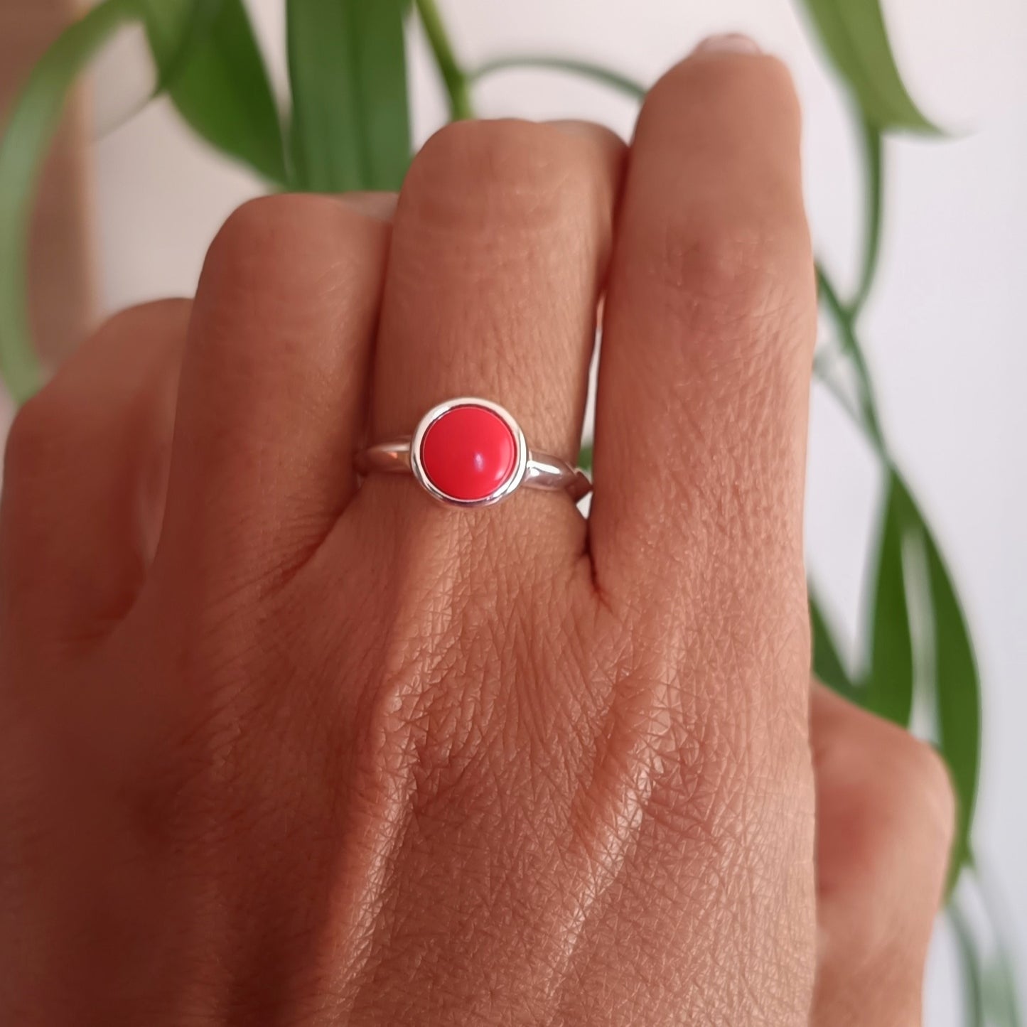 Anillo Entorchado Resina Roja