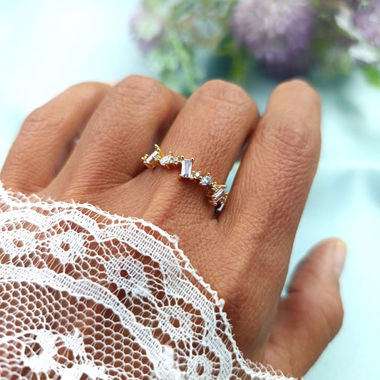 Anillo Circones Rectangulares Dorado