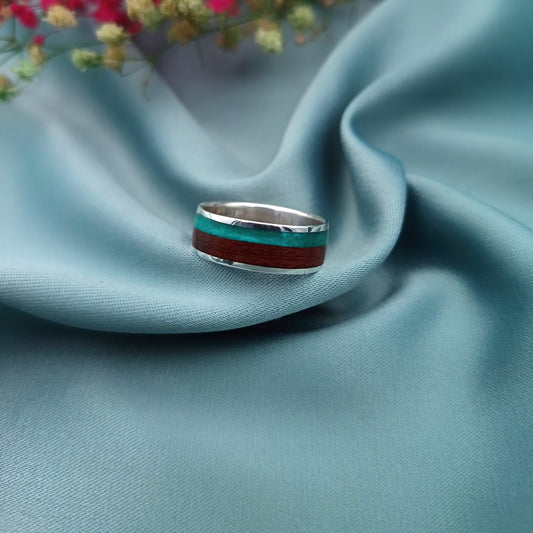 Anillo de Plata, Madera y Resina 7mm