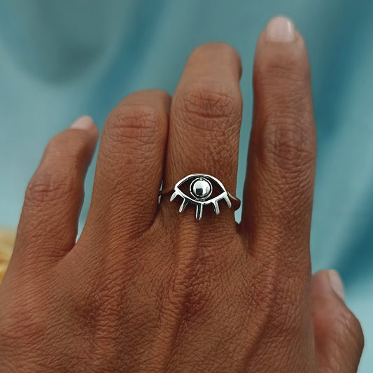 Anillo Ojo Plata Quemada