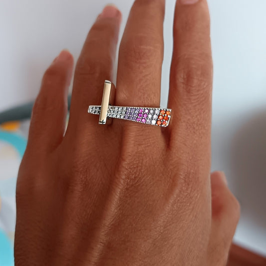 Anillo Plata y Oro Multicolor