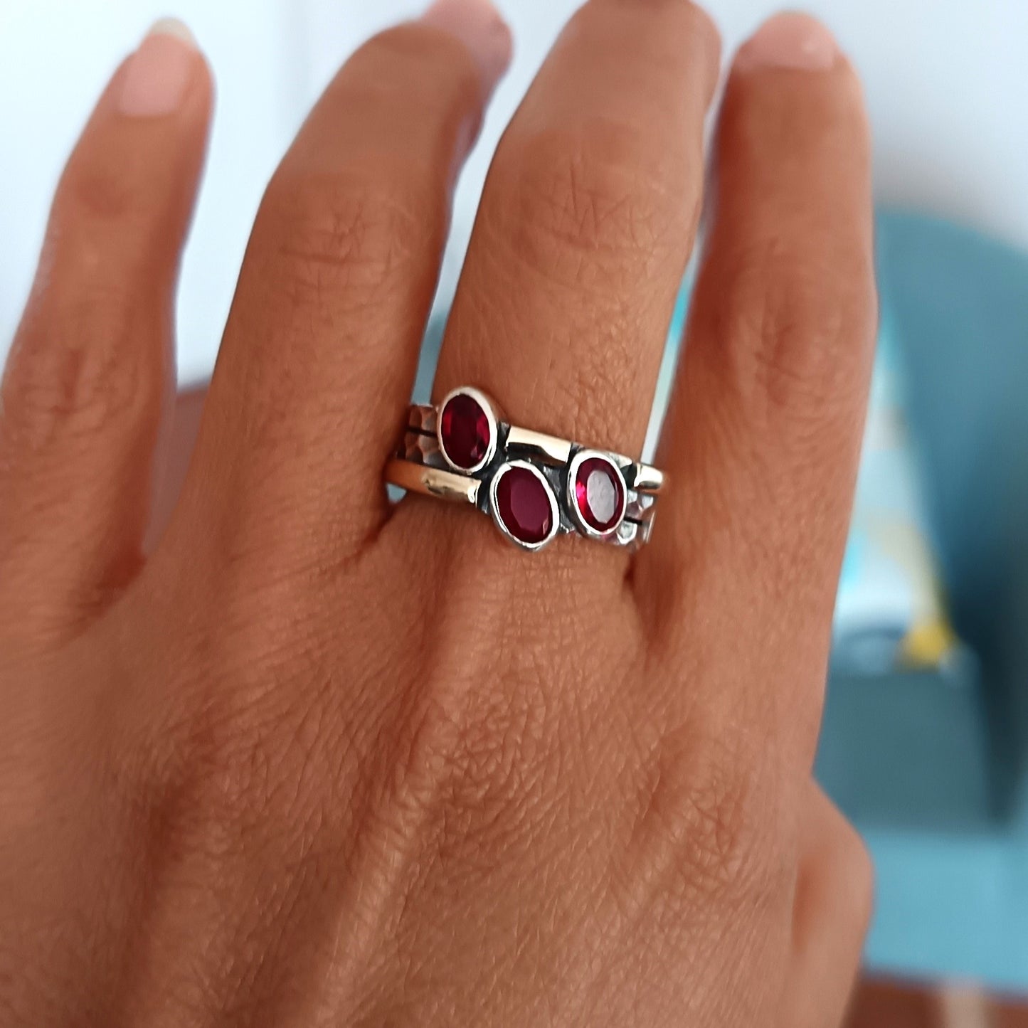 Anillo Plata Quemada y Oro