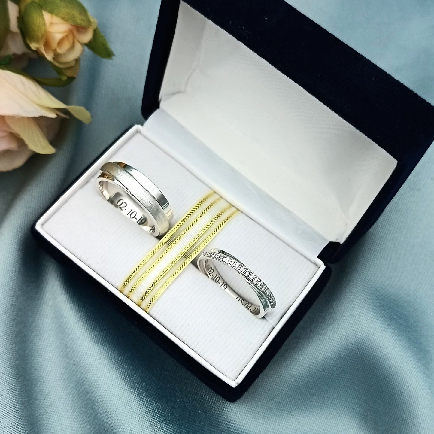 Anillos de Matrimonio Cruzados Plata 925 chapado en Oro
