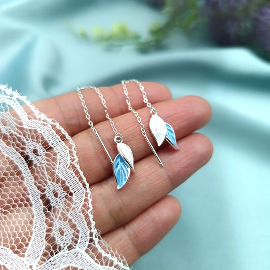 Aretes largos Hojitas con cadena