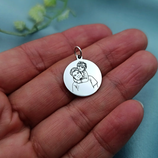 Dije placa redonda 1.5cm con grabado