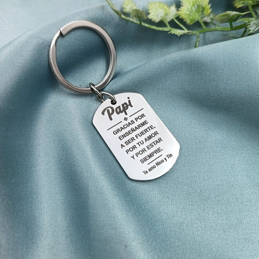Llavero rectangular acero personalizable