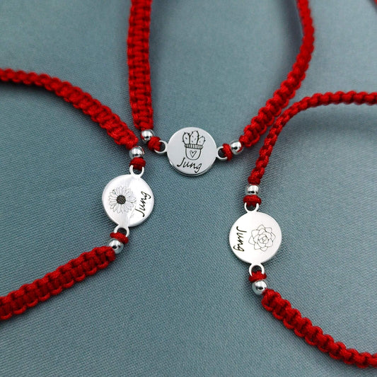 Pulsera Macramé plaquita circular Grabada