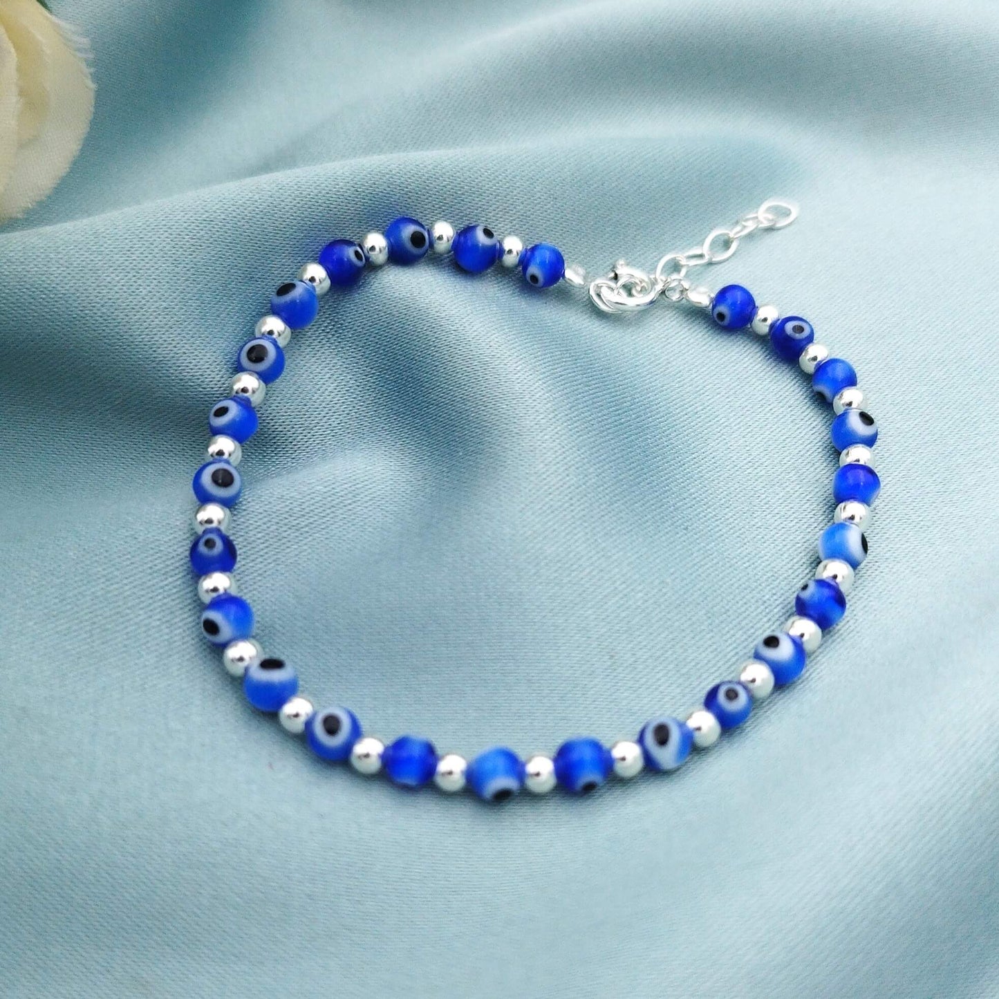 Pulsera bolas ojo turco azul