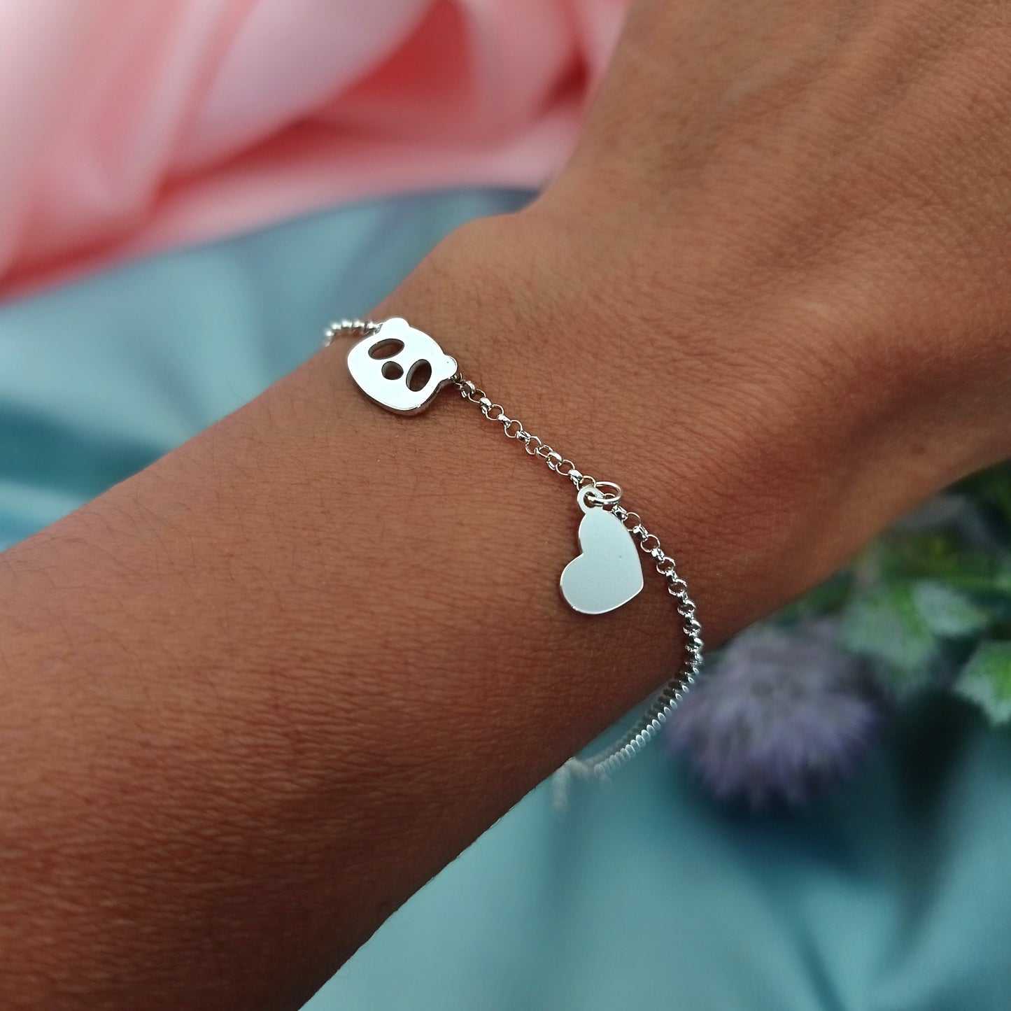 Pulsera Oso Panda y corazón