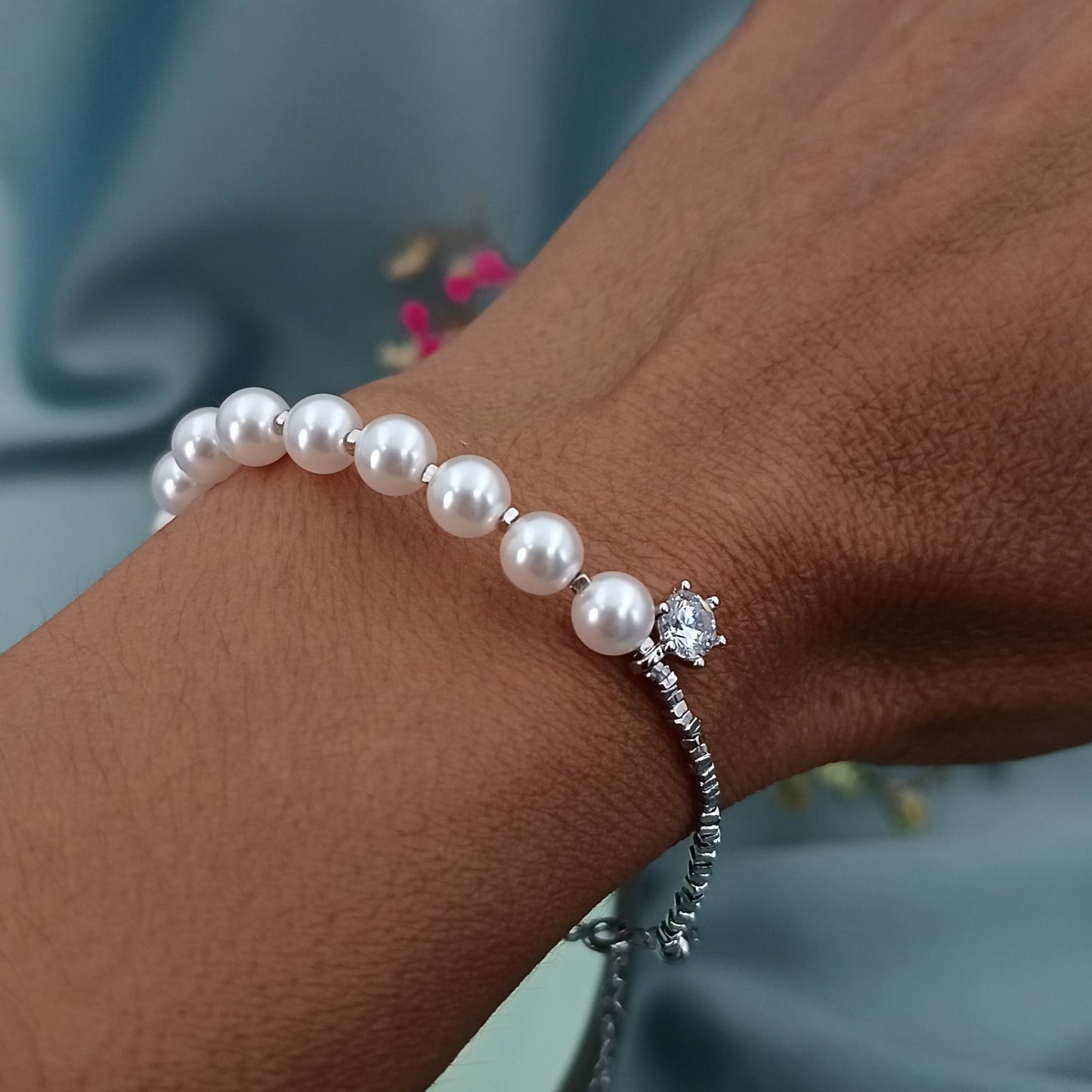 Pulsera Plata y Perlas