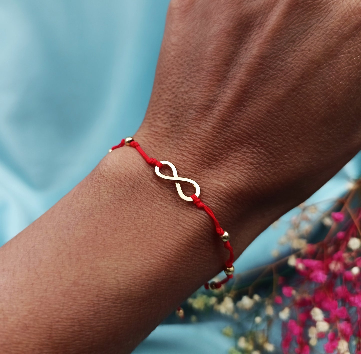Pulsera infinito artesanal plata chapado en oro