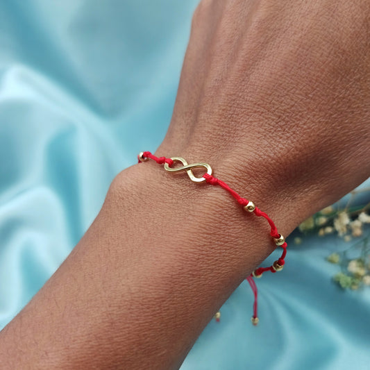 Pulsera infinito artesanal plata chapado en oro