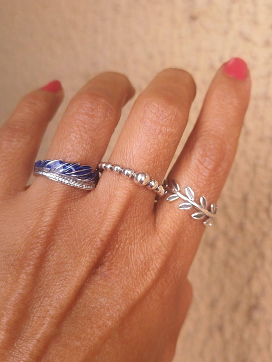 Anillo Ala esmaltada azul
