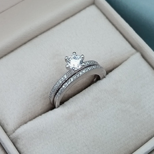 Anillo de Compromiso Doble Canal Brillante 6,  4mm