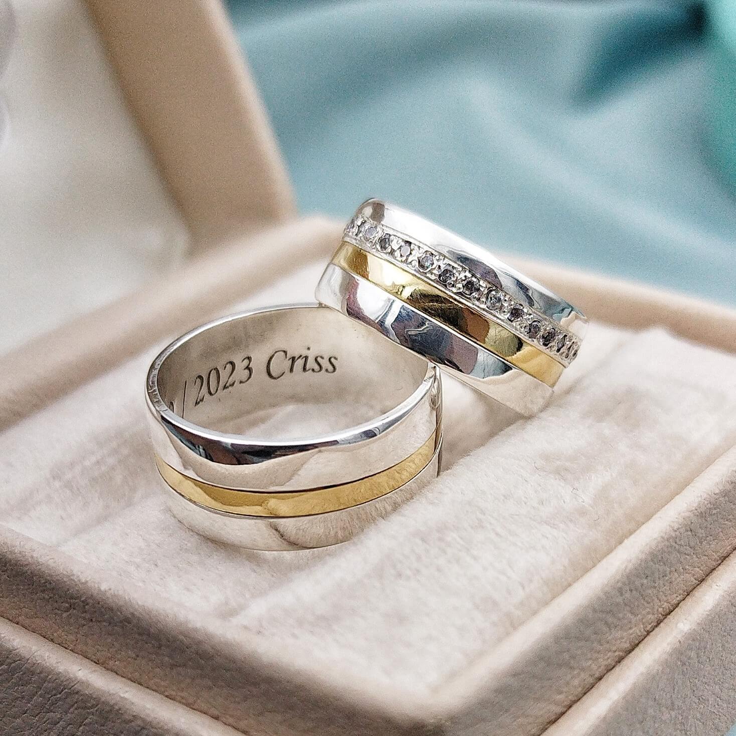 Plata 925 Alianzas Para Novios Anillos De Pareja Oro Y Plata