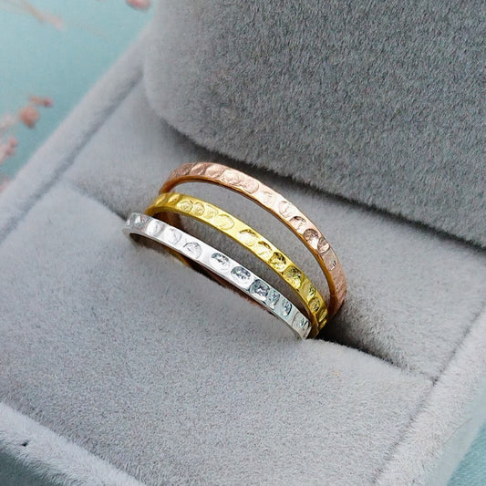 Anillo Triple tres oros martillado