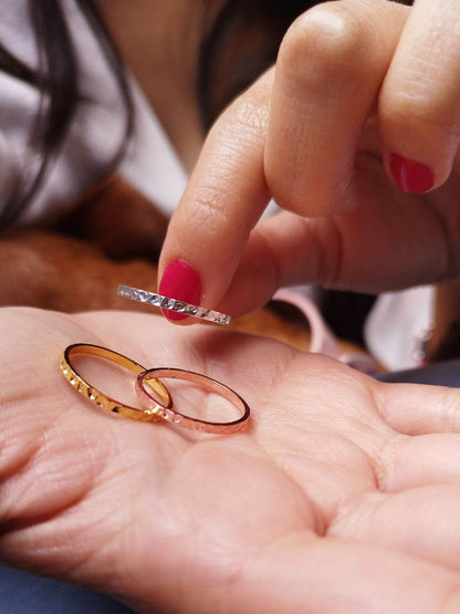 Anillo Triple tres oros martillado