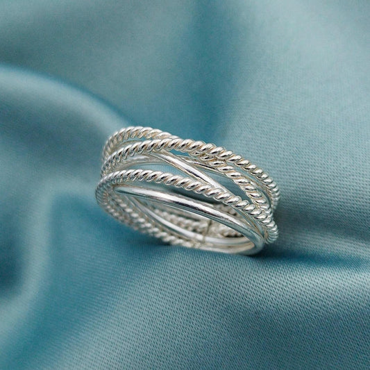 Anillo Vueltas alambre trenzado
