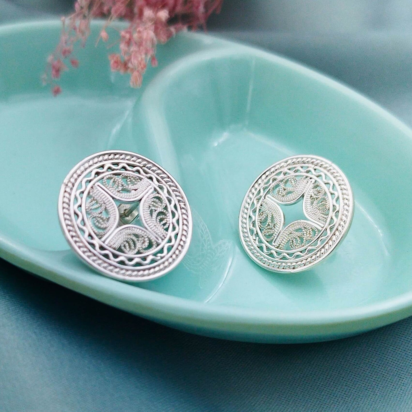 Aretes Redondos estrella filigrana