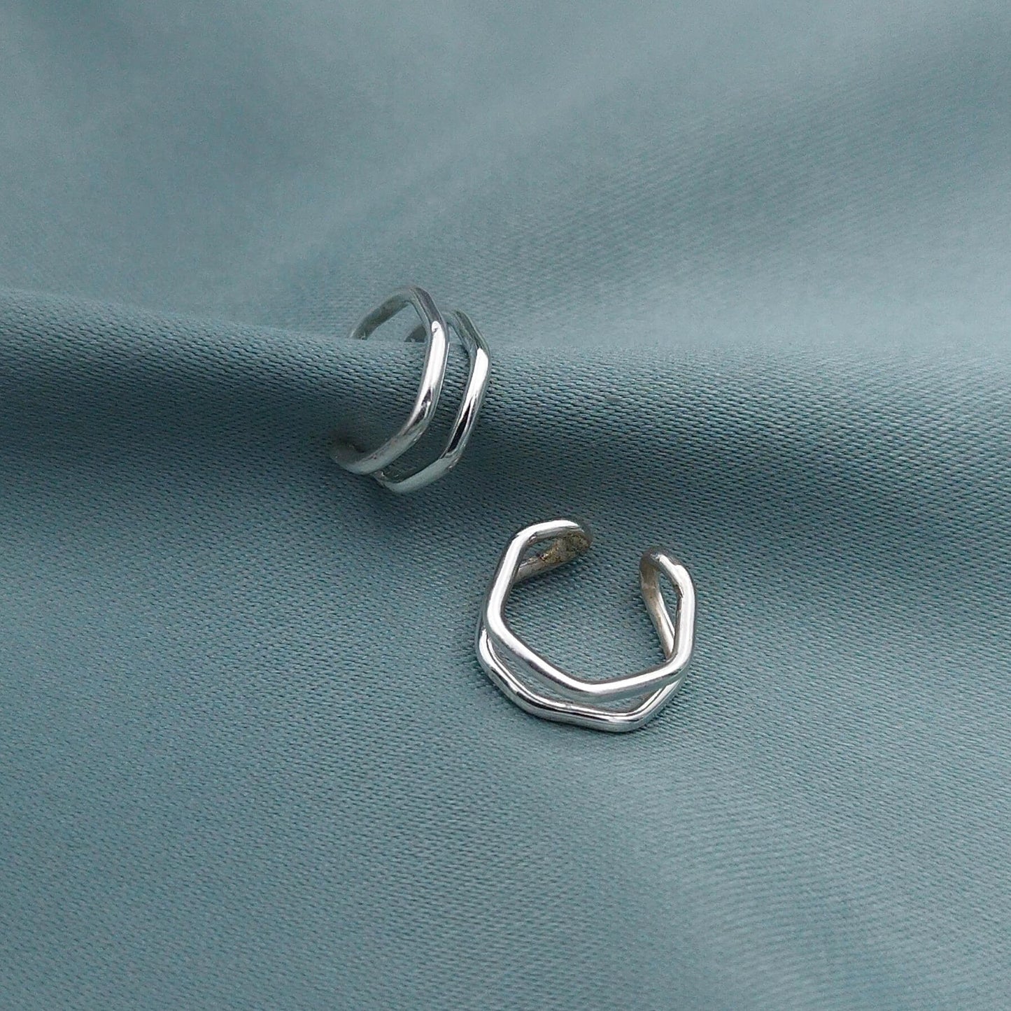 Aretes ear cuff doble octogonos