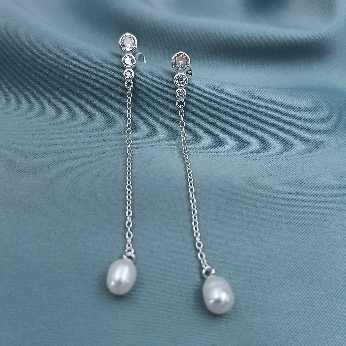 Aretes Largos Perlas