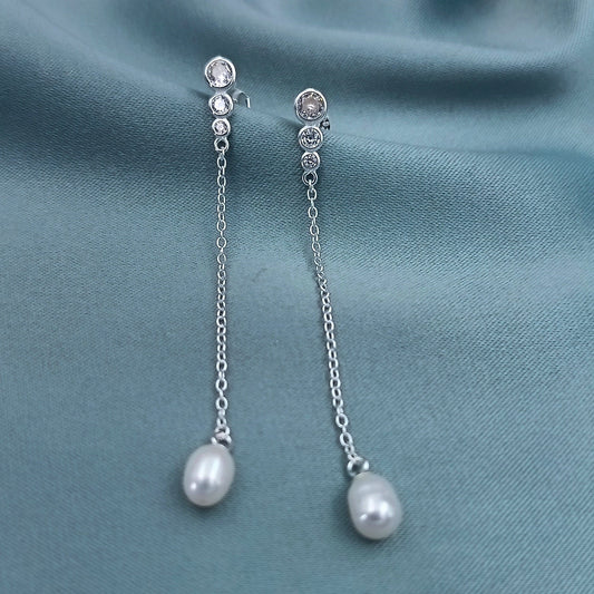 Aretes Largos Perlas