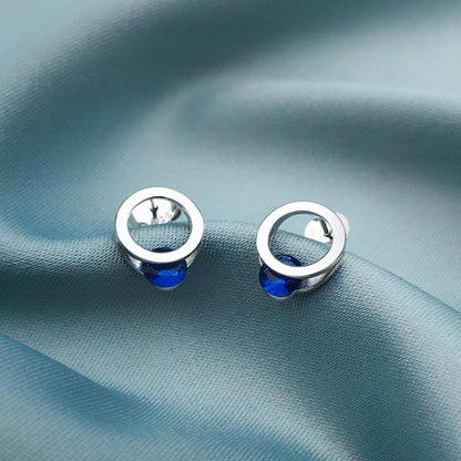 Aretes redondos con circón insertado