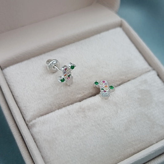 Aretes a rosca Cactus circón