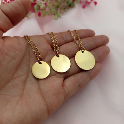 Collar acero con dije circular dorado (Personalizable)