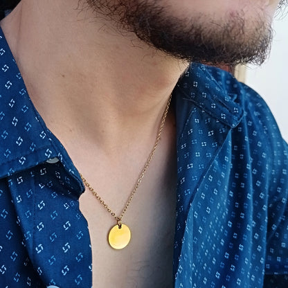 Collar acero con dije circular dorado (Personalizable)