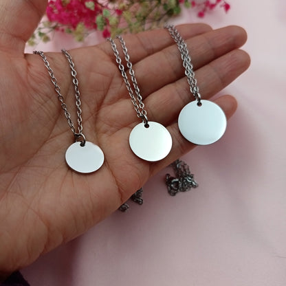 Collar acero con dije circular plateado (Personalizable)